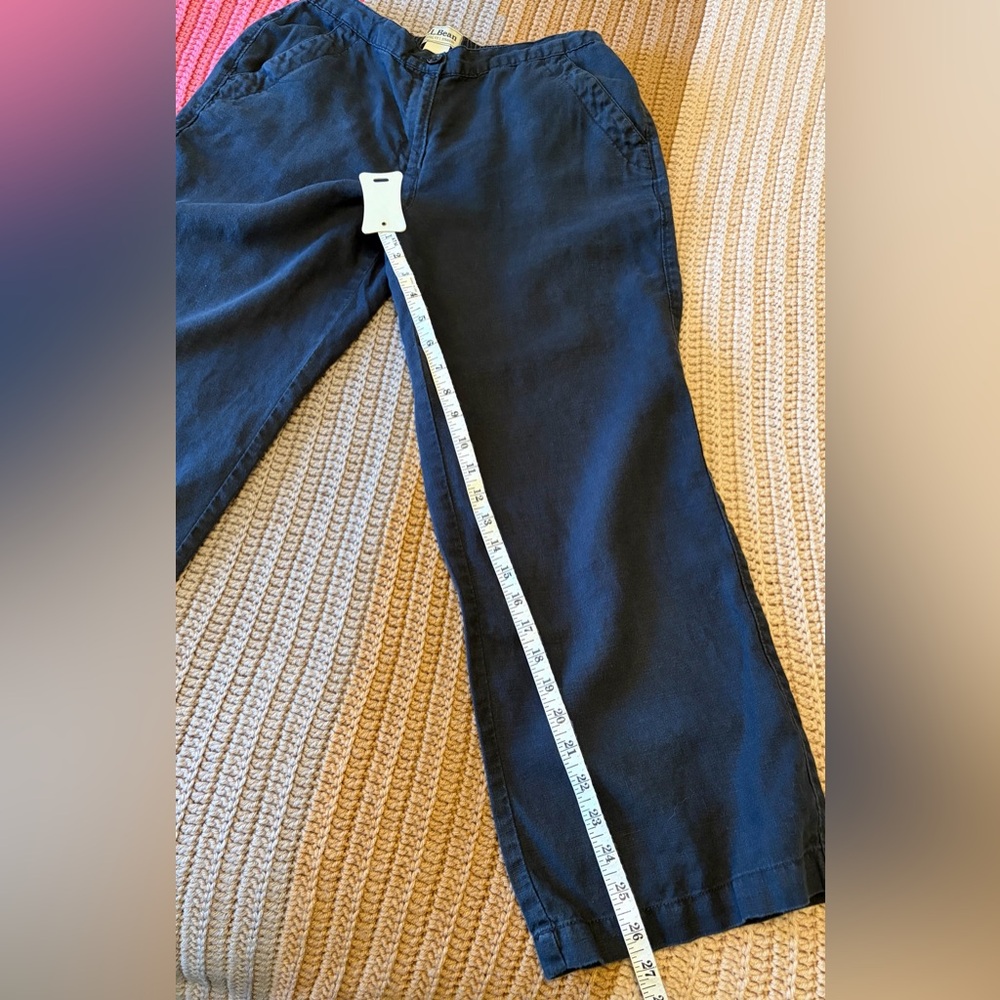 L.L. Bean Black Classic Fit Women’s 100% Linen Straight Leg Ankle Pants - Picture 6 of 10
